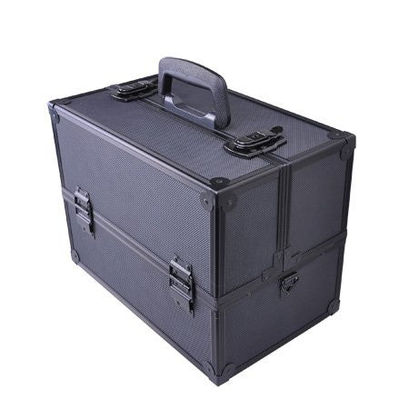 Professional Large Black Aluminum Cosmetic Box Train Makeup Artist Storage Case by Generic