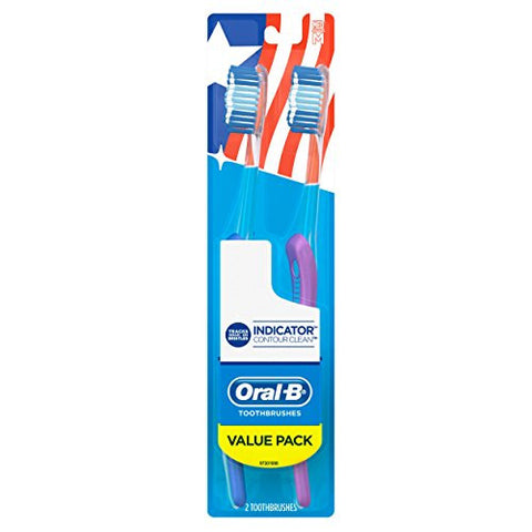 Oral-B Indicator Contour Clean Medium Bristle Toothbrush Value Pack 2 Count