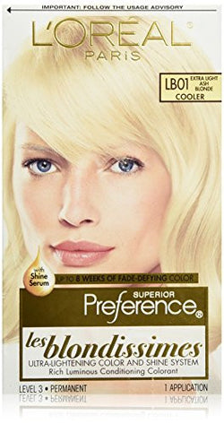 L'Oreal Paris Superior Preference Fade-Defying Color + Shine System, LB01 Extra Light Ash Blonde (Packaging May Vary)